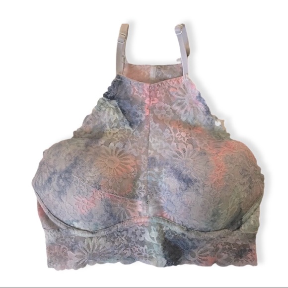 PINK Victoria's Secret Other - PINK VIctoria’s Secret Stretch Lace Lightly Padded Molded Cup Halter Top Bra GUC